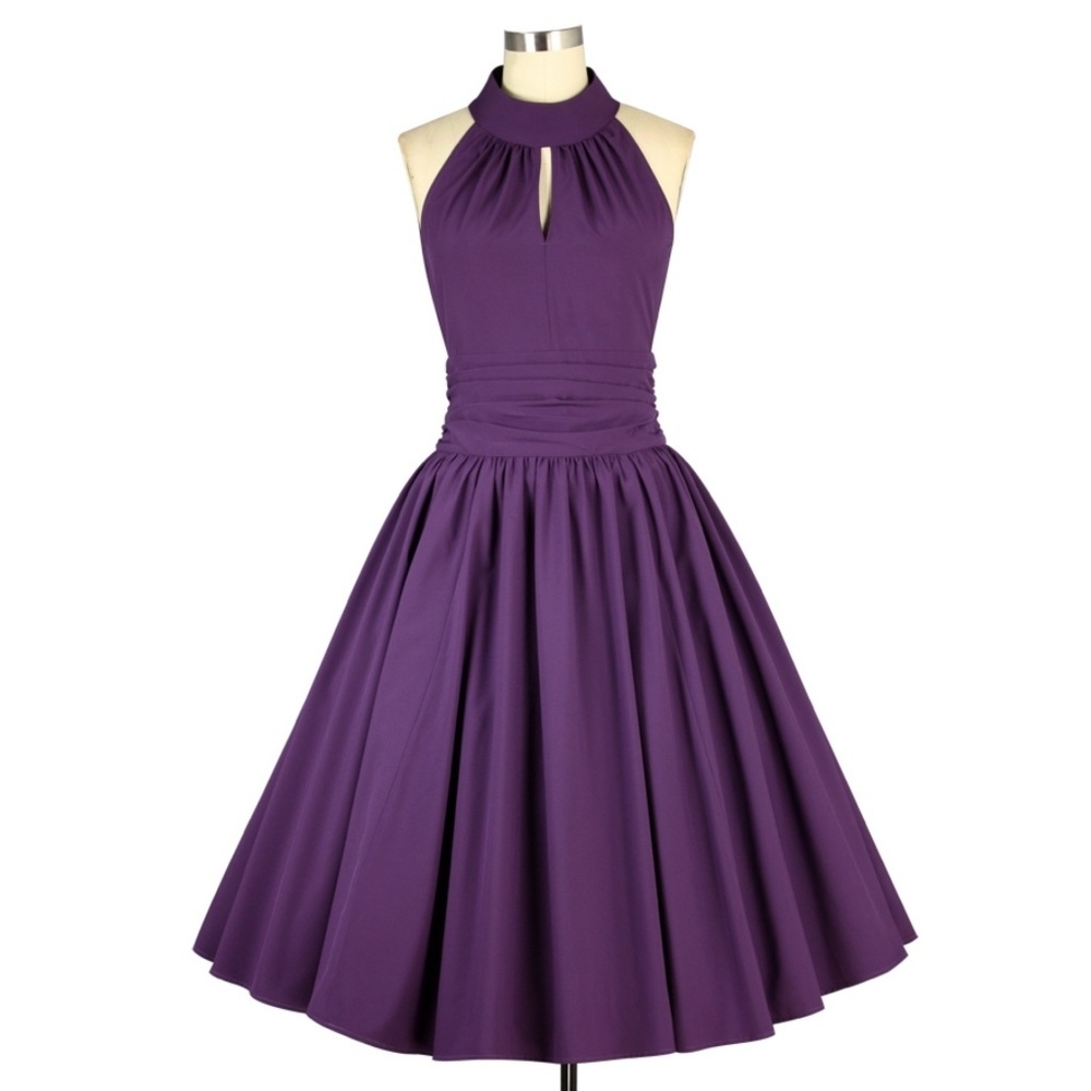 Swing Vintage Style Pin Up Clothing Dress  Purple